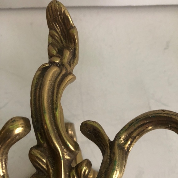 Vintage rocco style brass wall candlestick holders, possibly French -used - Picture 4 of 10